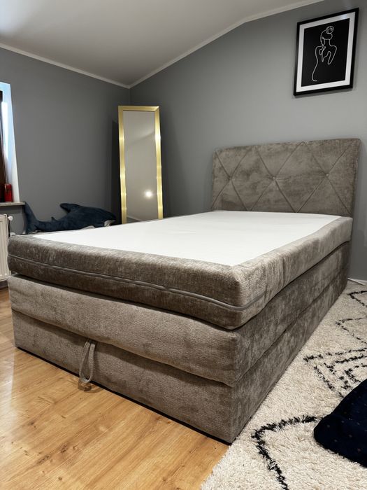 Łóżko kontynentalne 120x200 ze skrzynią – IDEALNY STAN