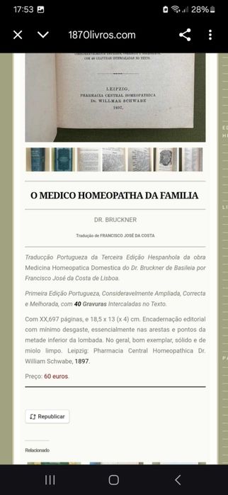 Livros antigos Homeopatia