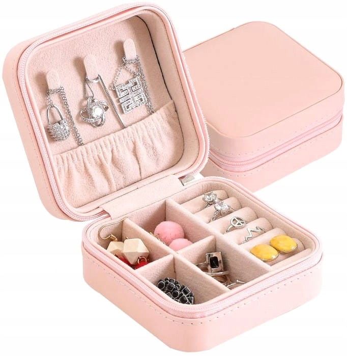 Pudełko Szkatułka Organizer Na Biżuterię kuferek pudrowy róż kod 2232