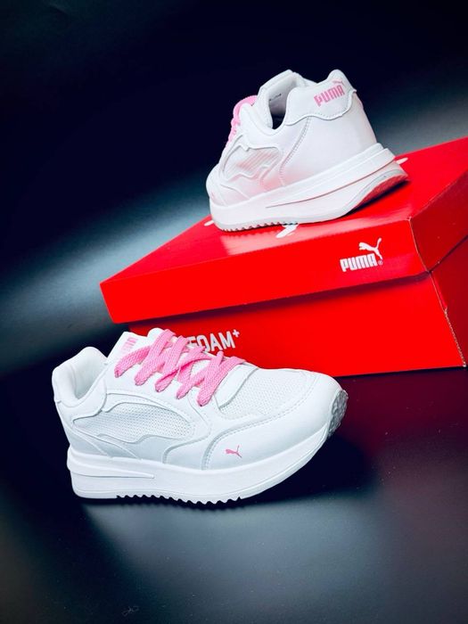 Кожаные белые кроссовки Пума шкіряні кросівки білі Пума красовки Puma Новинка на jосень женские стильные кросовки пума puma кожаные красовки