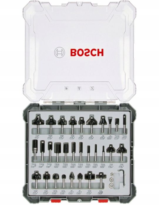BOSCH Professional Zestaw frezów do drewna i MDF w kasecie 8mm 30szt