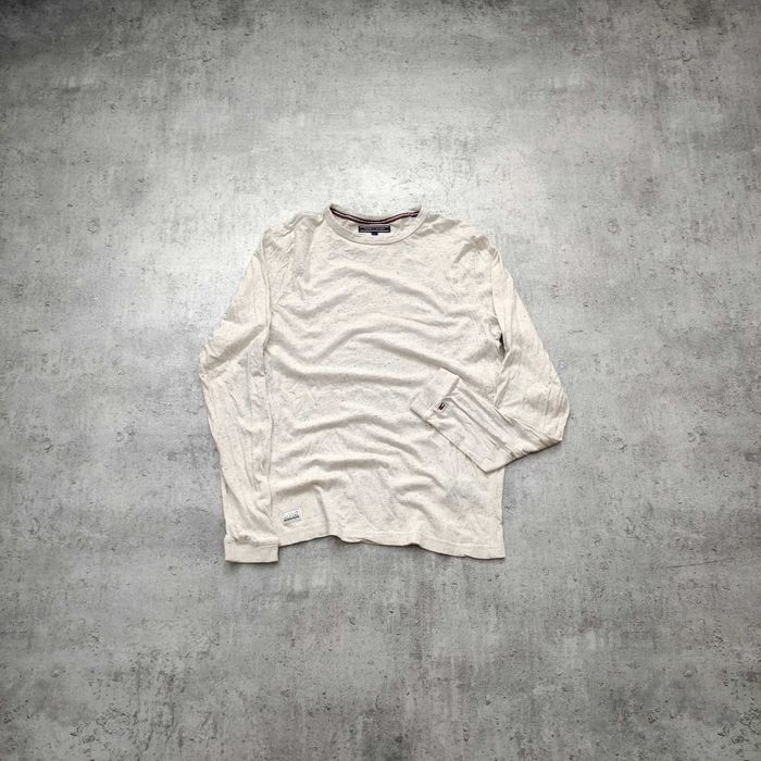 MĘSKA Elegancka Casual Kremowa Bluzka Sweterek Pleciony Tommy Hilfiger