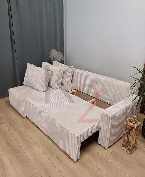 Narożnik Orlean Kanapa Sofa Pojemnik Łóżko z funkcją spania USB+GRATIS