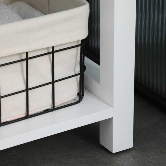 Kleankin Armário Coluna Casa de Banho C/ 2 Portas de Vidro - Como NOVO