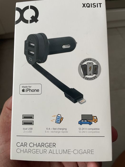 Ładowarka samochodowa Xqisit 6A Dual USB wyjście Iphone + USB