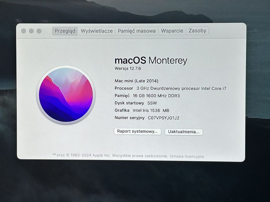 MacMini Late 2014 Intel Core i7  SSD256 GB/RAM 16GB + klawiatura +mysz