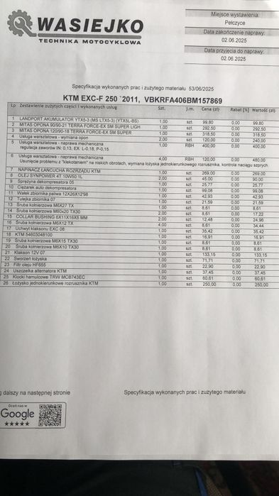 KTM excf 250 doinwestowany