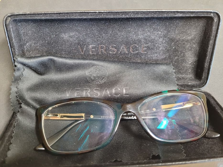 Oprawki Versace czarne złamane zielenią