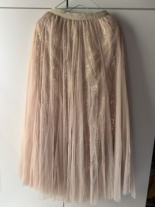 Спідниця  нюд з паєтками