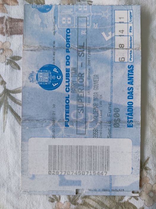 Bilhete FC Porto Barry Town 2001 UEFA