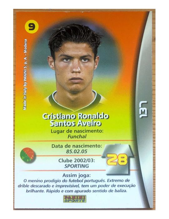 Cristiano Ronaldo 2002/2003 Panini Mega Craques Rookie Card
