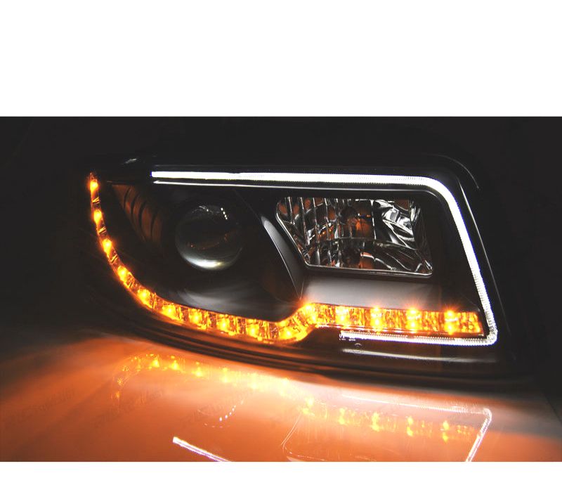 FARÓIS AUDI A4 00-04 LED TUBE LIGHTS PRETOS