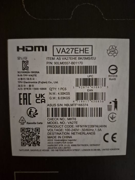 Монитор Asus VA27EHE IPS Full HD 75hz