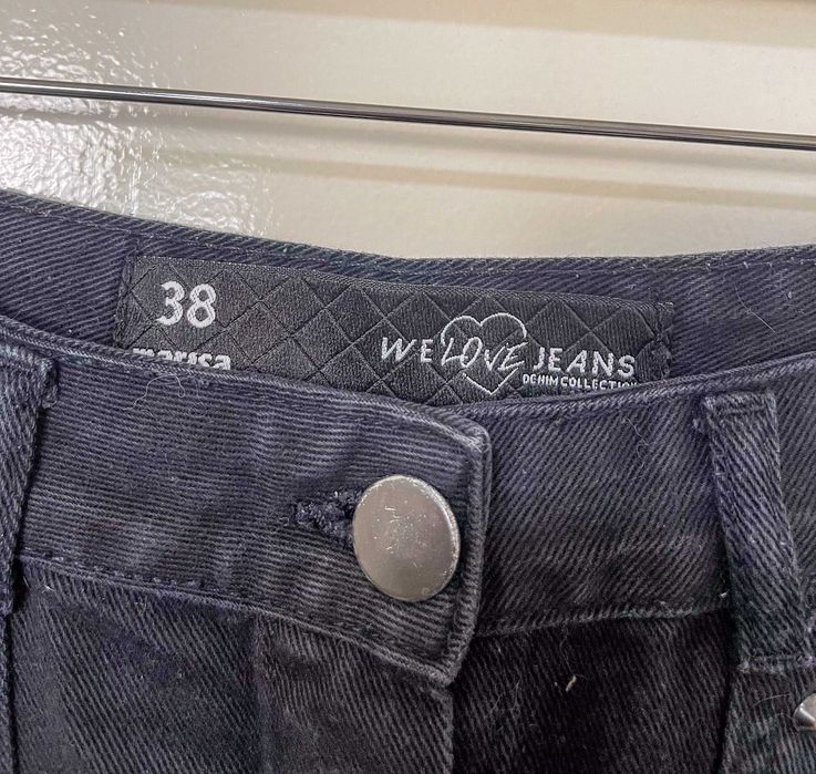 Saia ganga jeans preta tachas - We love jeans, 38