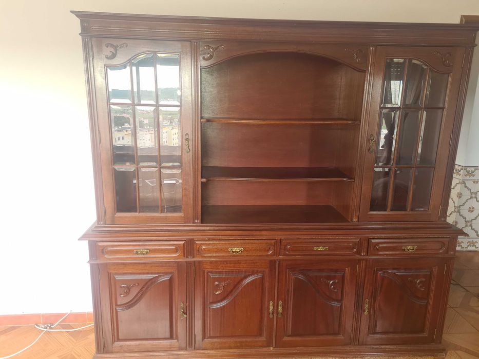 Estante anos 90 ; Conjunto 2 elementos em vidro e madeira