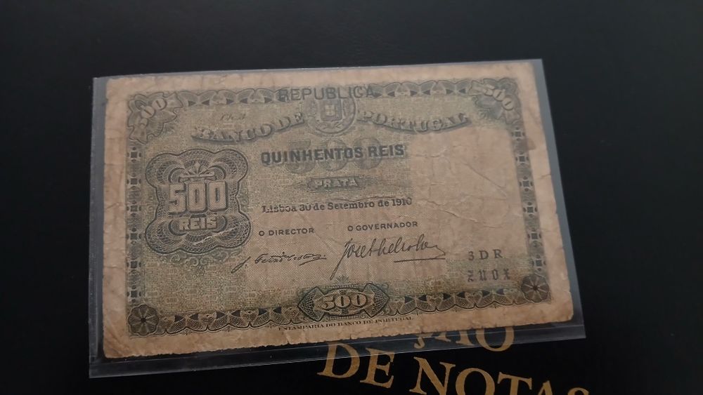 Nota de 500 Reis de 1910 (com rasgo)