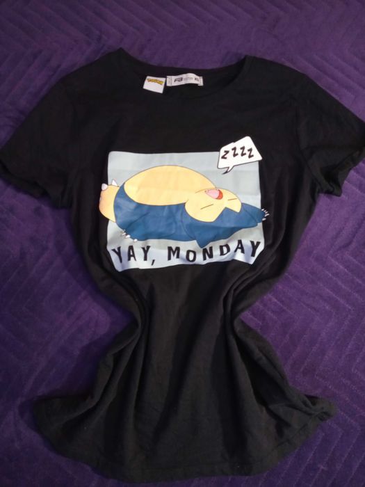 Czarny damski t-shirt Pokemon Yay Monday XS-S