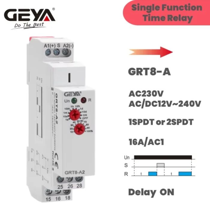 Реле времени GRT8-A 16A, AC/DC 12–240V