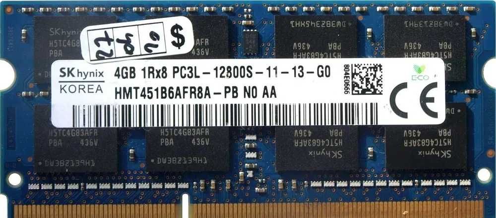 Pamięć RAM do laptopa SO-DIMM DDR3 4GB PC3L 1600MHz jednostronna Hynix