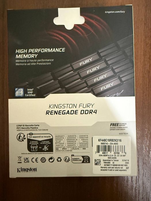 Kingston FURY 16 GB (2x8GB) DDR4 4800 MHz Renegade Black! НОВА!