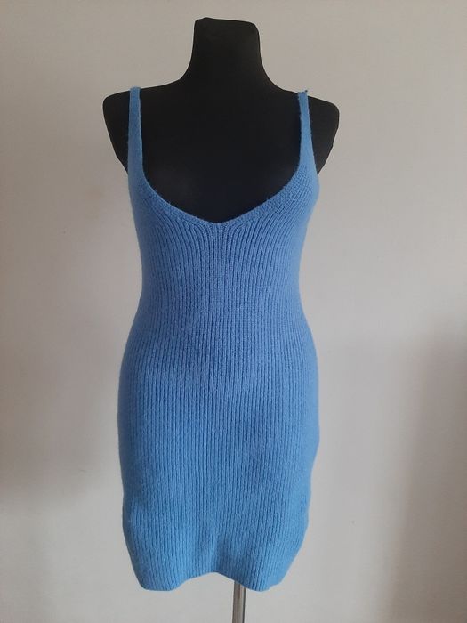 Komplet Sweter + Sukienka Szafir Prążkowana Dzianina S/M