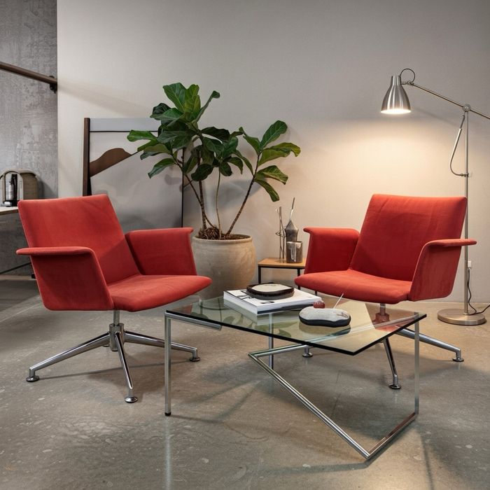 Zestaw designerskich foteli Knoll w stylu Bauhaus – proj. Brunner