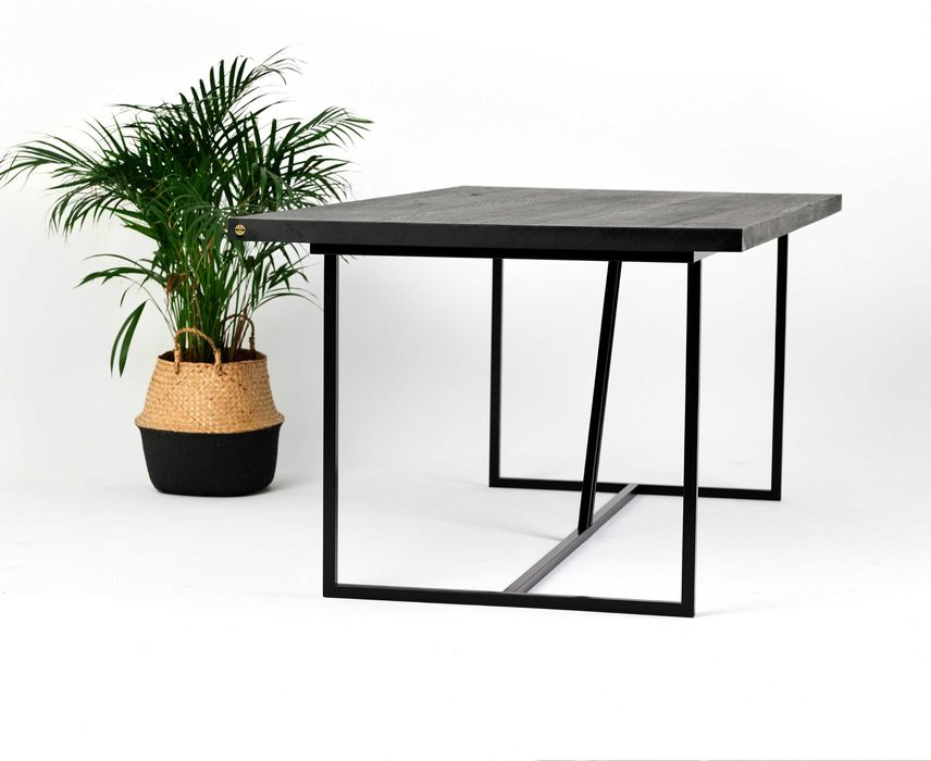 Stół dębowy palony CZARNY LORD | Lite drewno dębowe