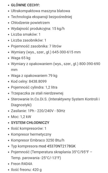 Gel Matic automat maszyna do lodów wloskich sc 150gr