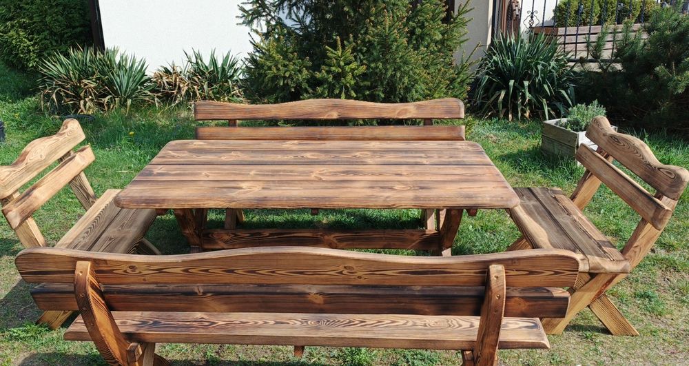 Meble ogrodowe, zestaw mebli ogrodowych opalony