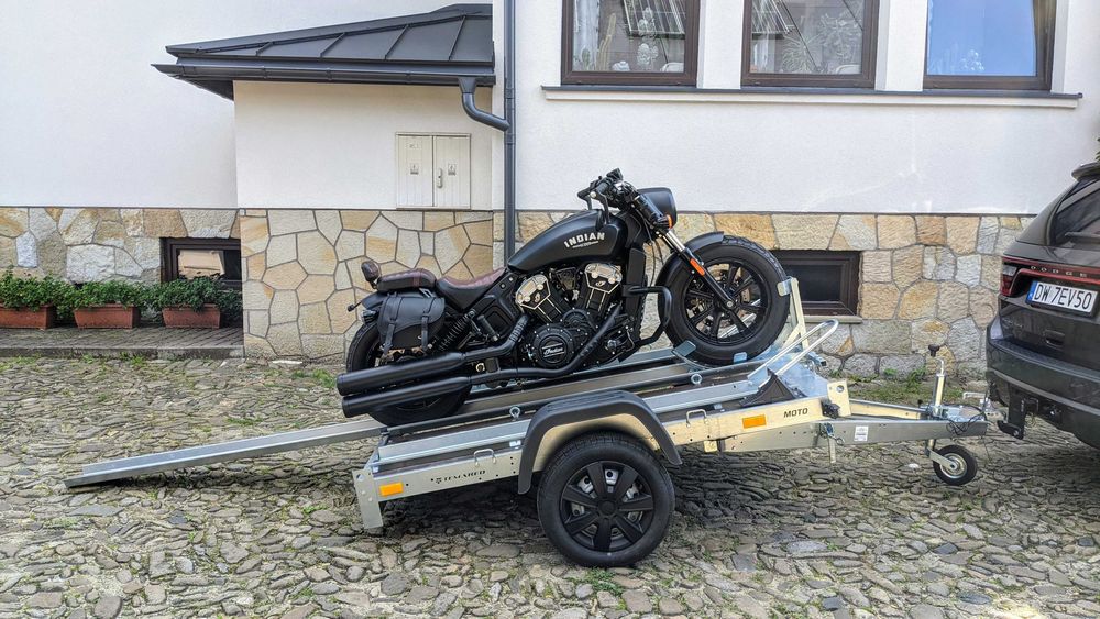 Uchylna przyczepka Motocyklowa Przyczepa Motocykl Motor Wynajem + Pasy