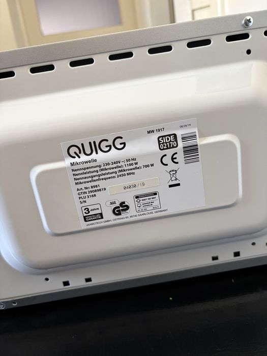 Kuchenka mikrofalowa Quigg 230-240V