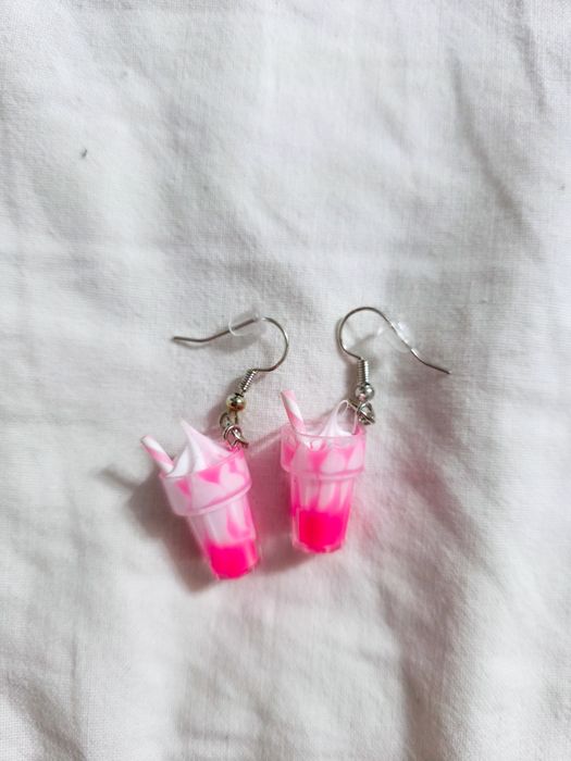 Śmieszne różowe kolczyki lody srebrne kolczyki  alternati