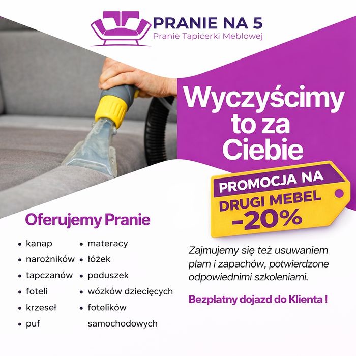 PRANIE NA 5 Pranie tapicerki meblowej