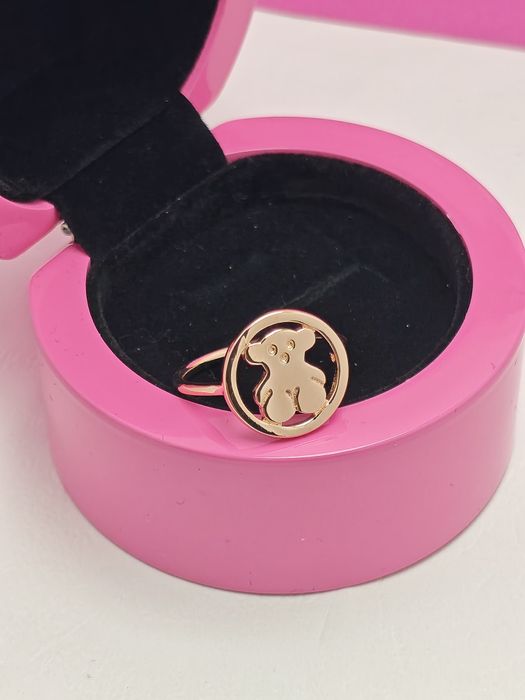 Pierścionek 16 z misiem różowe srebro vermeil 925