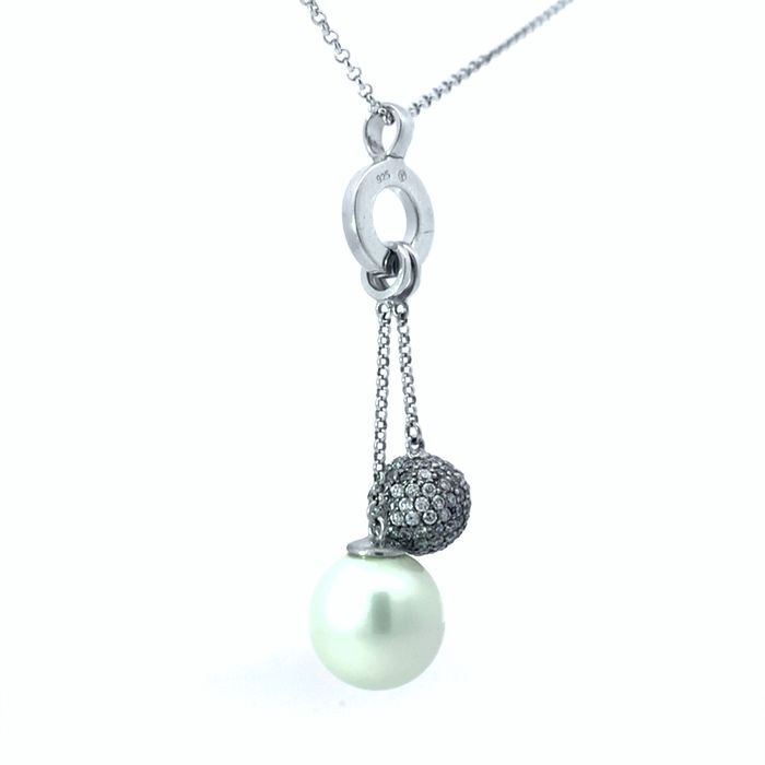 Elegancki naszyjnik z perłą Shell Pearls i cyrkoniami Giorgio Martello