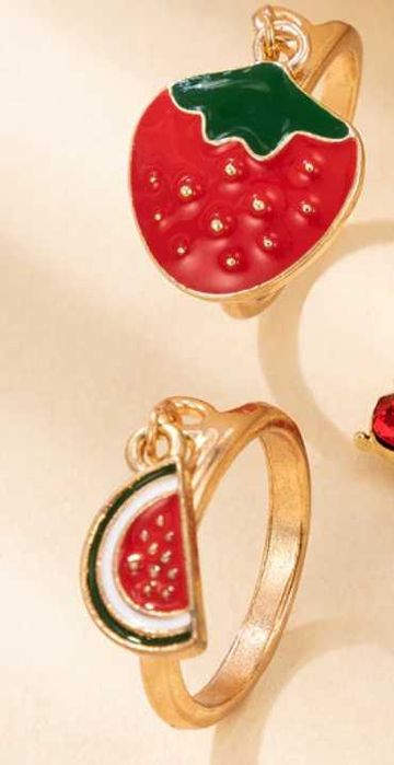 ребенку девочке детское кольцо колечко клубника арбуз НАБОР-2ШТ
