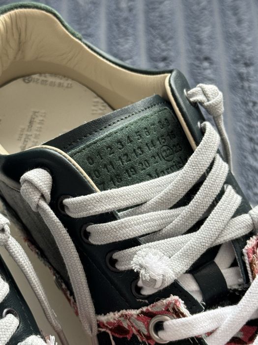 Maison Margiela Evolution Low Top  Distressed Green Leather
