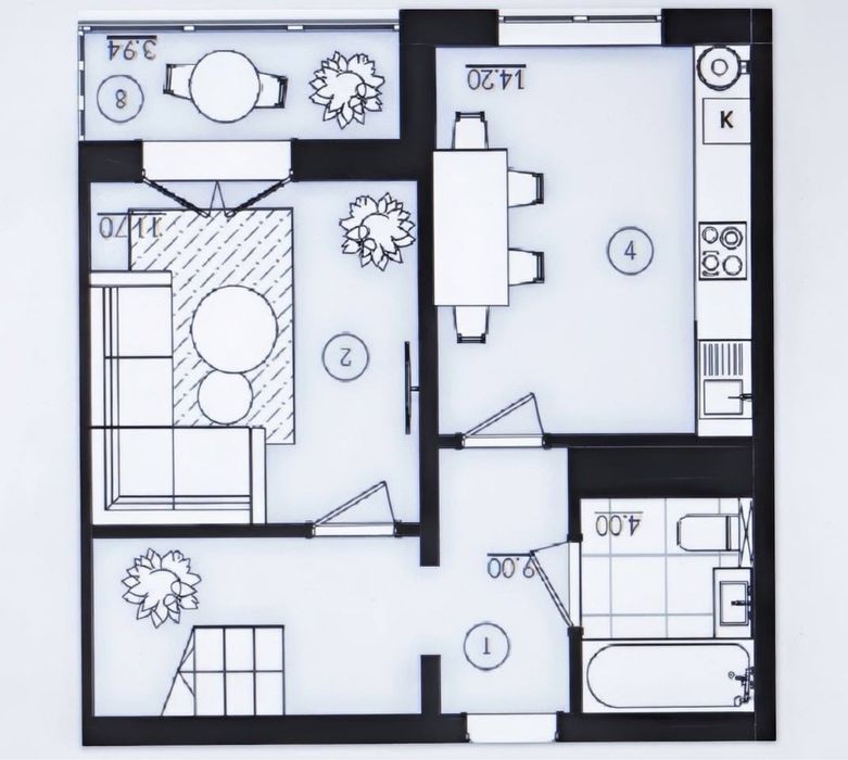 1-кімнатна квартира 40 м² ЖК Вишневий
