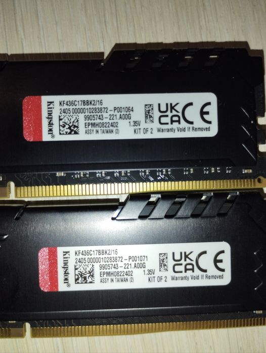 Б/У - Kingston Fury Beast ddr4 2x8gb 3600mHz