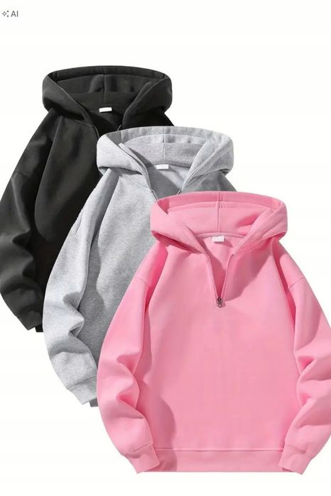 Miękka bluza damska z kapturem i zamkiem oversize s 5ia