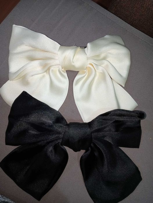 2 Jedwabne, duże kokardy do włosów + 100 tatuaży