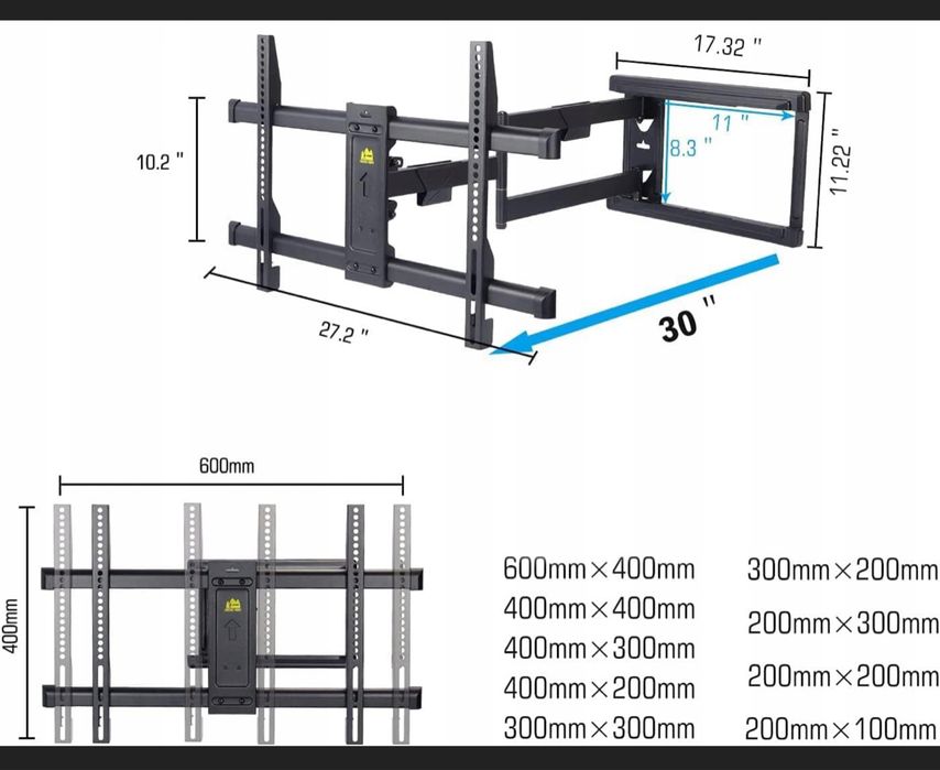 Uchwyt do telewizora Uniwersalny 37-75 cali VESA 600x400 do 45kg