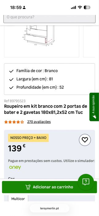 Roupero com 2 gavetas em carcavelos