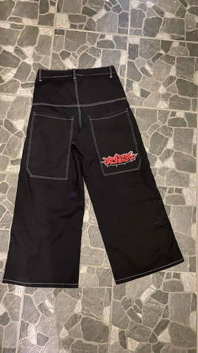 Джинсы wexwear черные с красной аппликацией