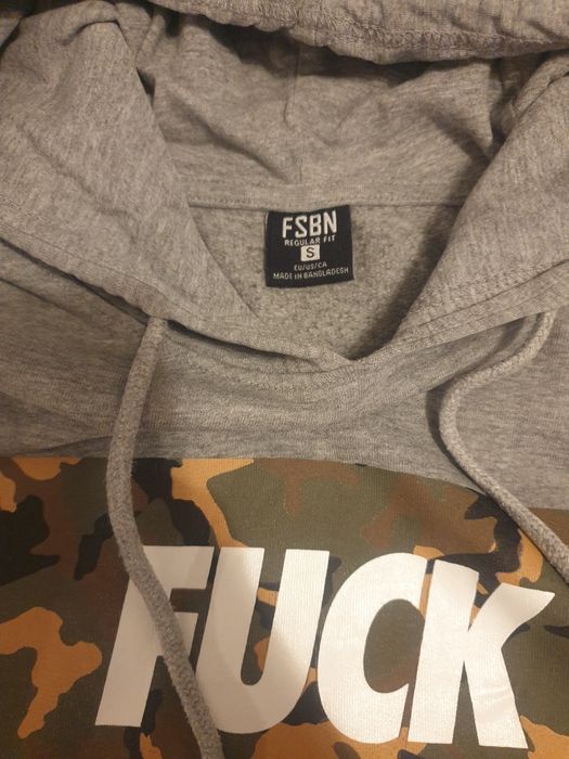 Bluza dresowa S szara kangurka kaptur Fuck FSBN młodzieżowa