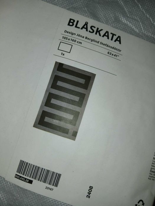 Ikea BLÅSKATA Dywan, czarny/szary, 105x160 cm