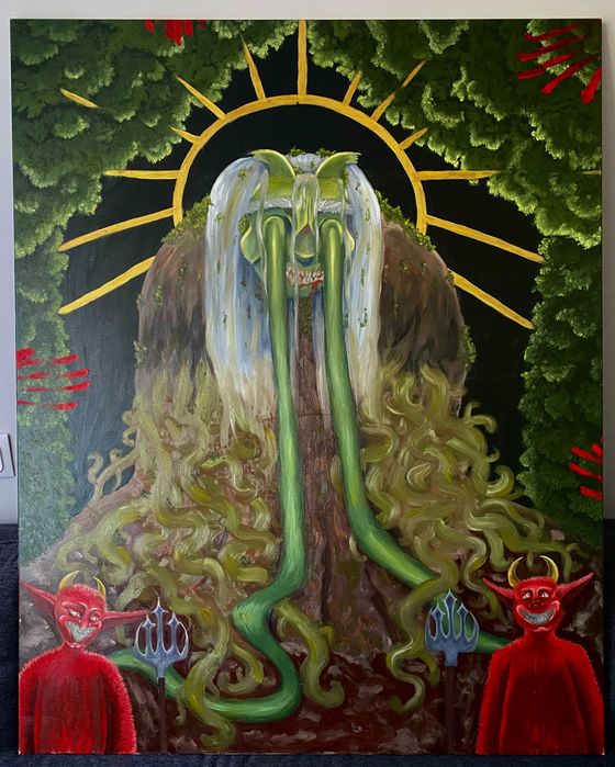 Obraz „Wij” – oryginalny obraz olejny na płótnie, 150 × 120 cm