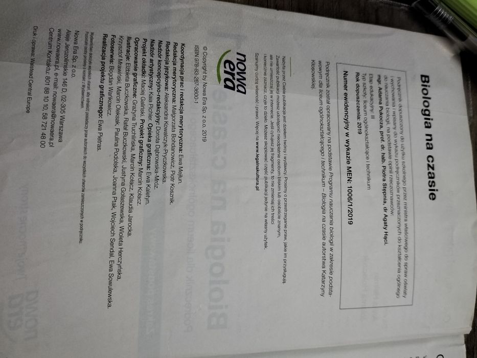 Biologia na czasie 1, podręcznik dla liceum i technikum