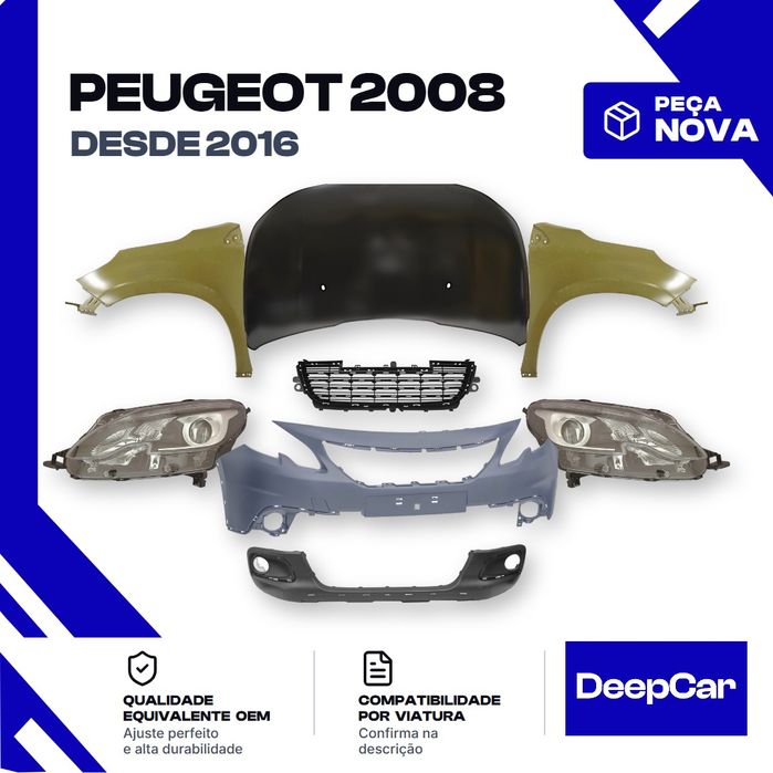 Frente Peugeot 2008 (2016 em diante) - PEÇAS NOVAS - Capot, Faróis, Para-choques, Guarda-lamas e Grelhas
