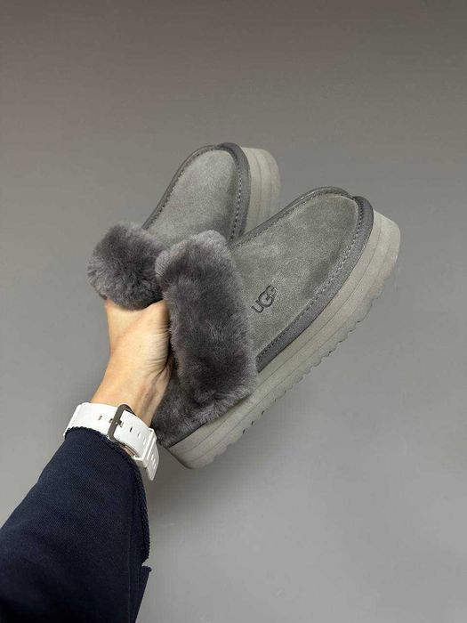 Уггі UGG Disquette Platform Slippers Grey premium угги осінні/зимові